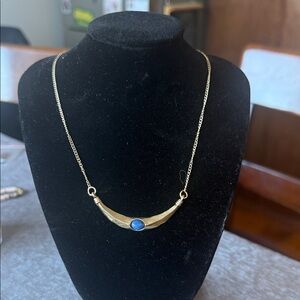 Vintage Gold Necklace with Blue Detail